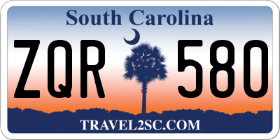 SC license plate ZQR580