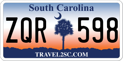 SC license plate ZQR598