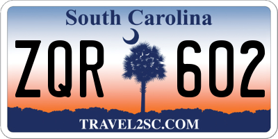 SC license plate ZQR602