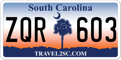 SC license plate ZQR603
