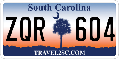 SC license plate ZQR604