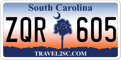 SC license plate ZQR605