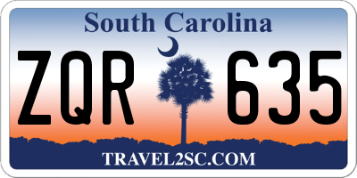 SC license plate ZQR635