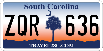 SC license plate ZQR636