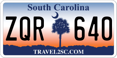 SC license plate ZQR640