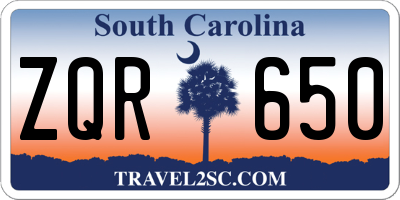SC license plate ZQR650