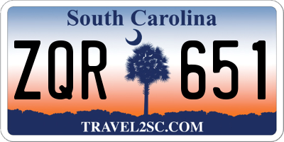 SC license plate ZQR651