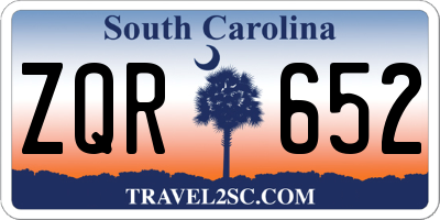 SC license plate ZQR652