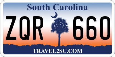 SC license plate ZQR660