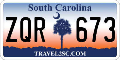 SC license plate ZQR673