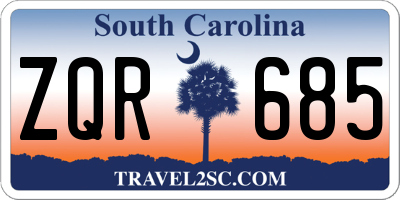 SC license plate ZQR685