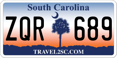 SC license plate ZQR689