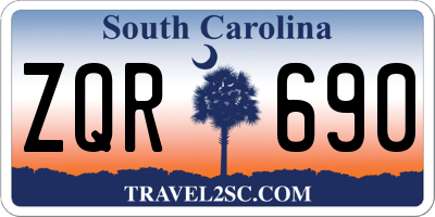 SC license plate ZQR690