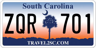 SC license plate ZQR701