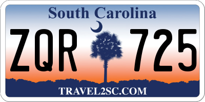SC license plate ZQR725