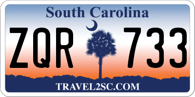 SC license plate ZQR733