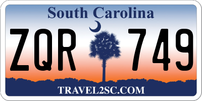 SC license plate ZQR749