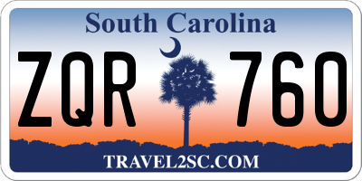 SC license plate ZQR760