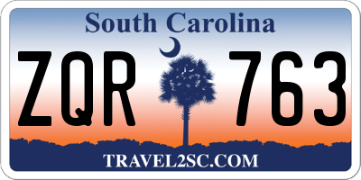 SC license plate ZQR763