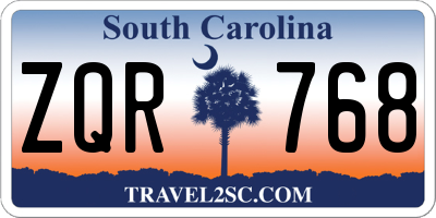 SC license plate ZQR768