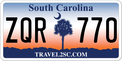 SC license plate ZQR770