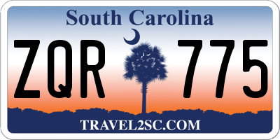 SC license plate ZQR775