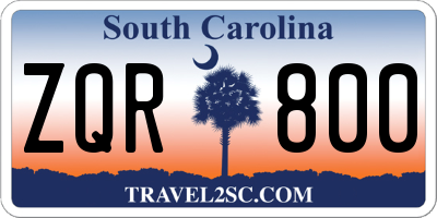 SC license plate ZQR800