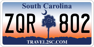 SC license plate ZQR802