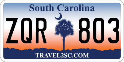 SC license plate ZQR803