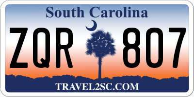 SC license plate ZQR807