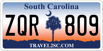 SC license plate ZQR809