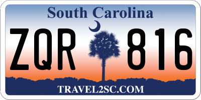SC license plate ZQR816