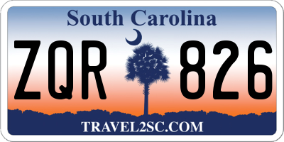 SC license plate ZQR826