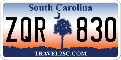 SC license plate ZQR830