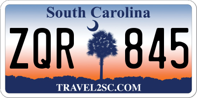 SC license plate ZQR845
