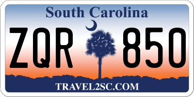 SC license plate ZQR850