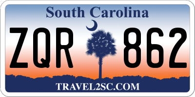 SC license plate ZQR862
