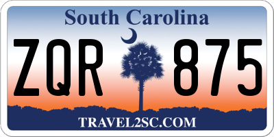 SC license plate ZQR875
