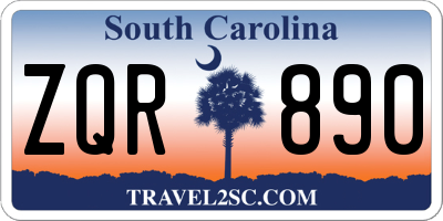 SC license plate ZQR890