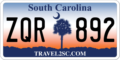 SC license plate ZQR892