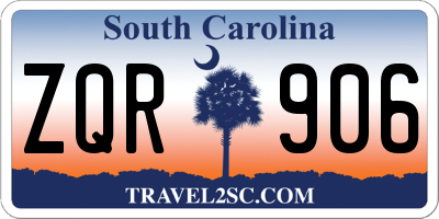 SC license plate ZQR906