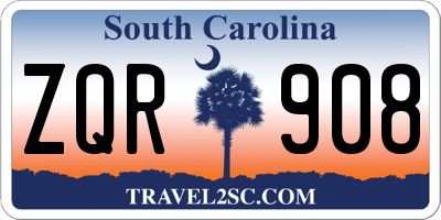 SC license plate ZQR908