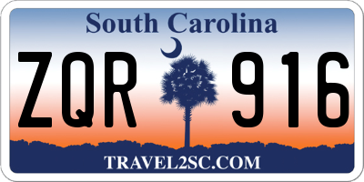 SC license plate ZQR916