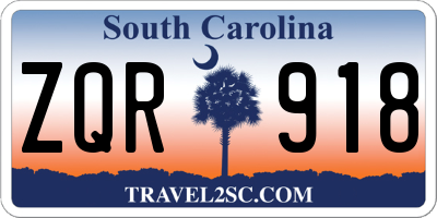SC license plate ZQR918