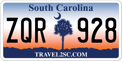 SC license plate ZQR928