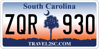 SC license plate ZQR930