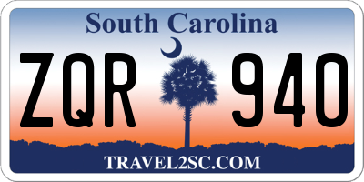 SC license plate ZQR940