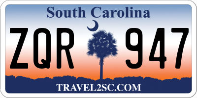 SC license plate ZQR947