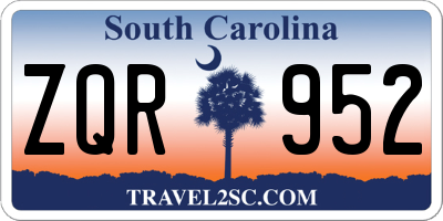SC license plate ZQR952