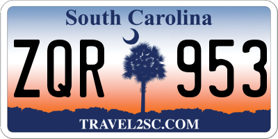 SC license plate ZQR953